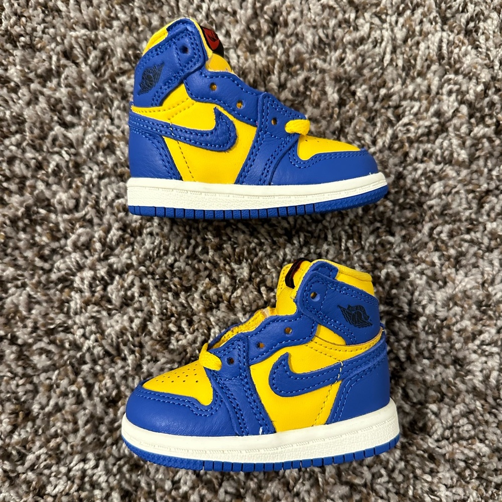 AIR JORDAN 1 RETRO HIGH OG TD REVERSE LANEY YELLOW BLUE NEW SIZE 3C FD2598-700